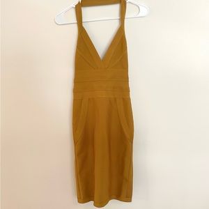 Mustard Yellow Tight Cocktail/ Wedding Guest Dress